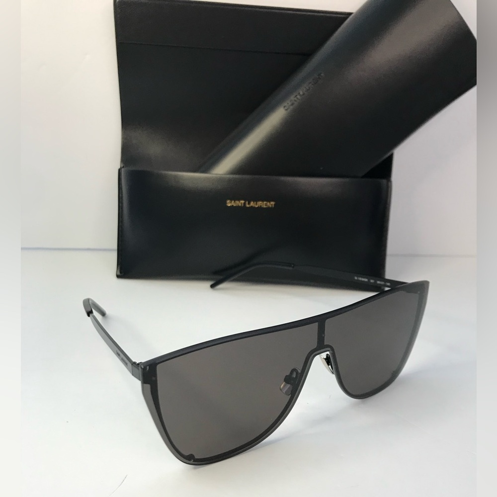 💯 - New Authentic Saint Laurent New Wave SL 1-B MASK Sunglasses Black - … - Picture 3 of 16